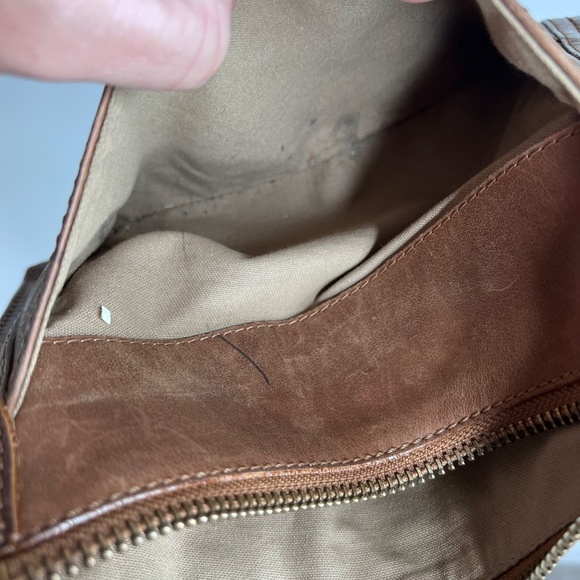 Frye Melissa Cognac Zip Crossbody Bag Purse Brown Leather - Picture 7 of 7